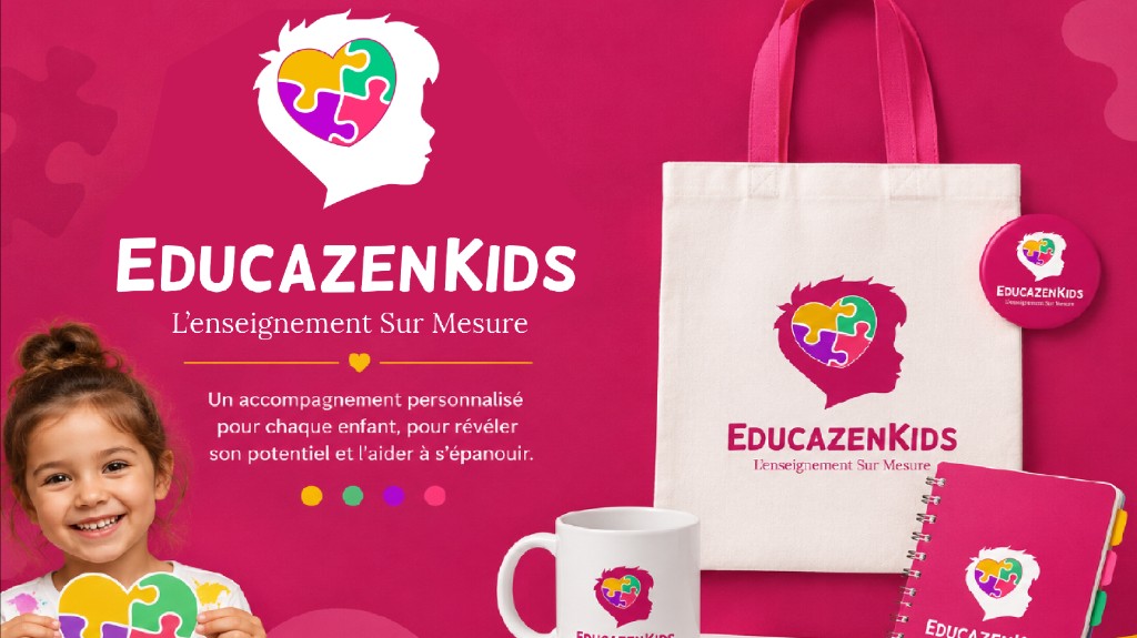 EducazenKids brand identity and merchandise applications